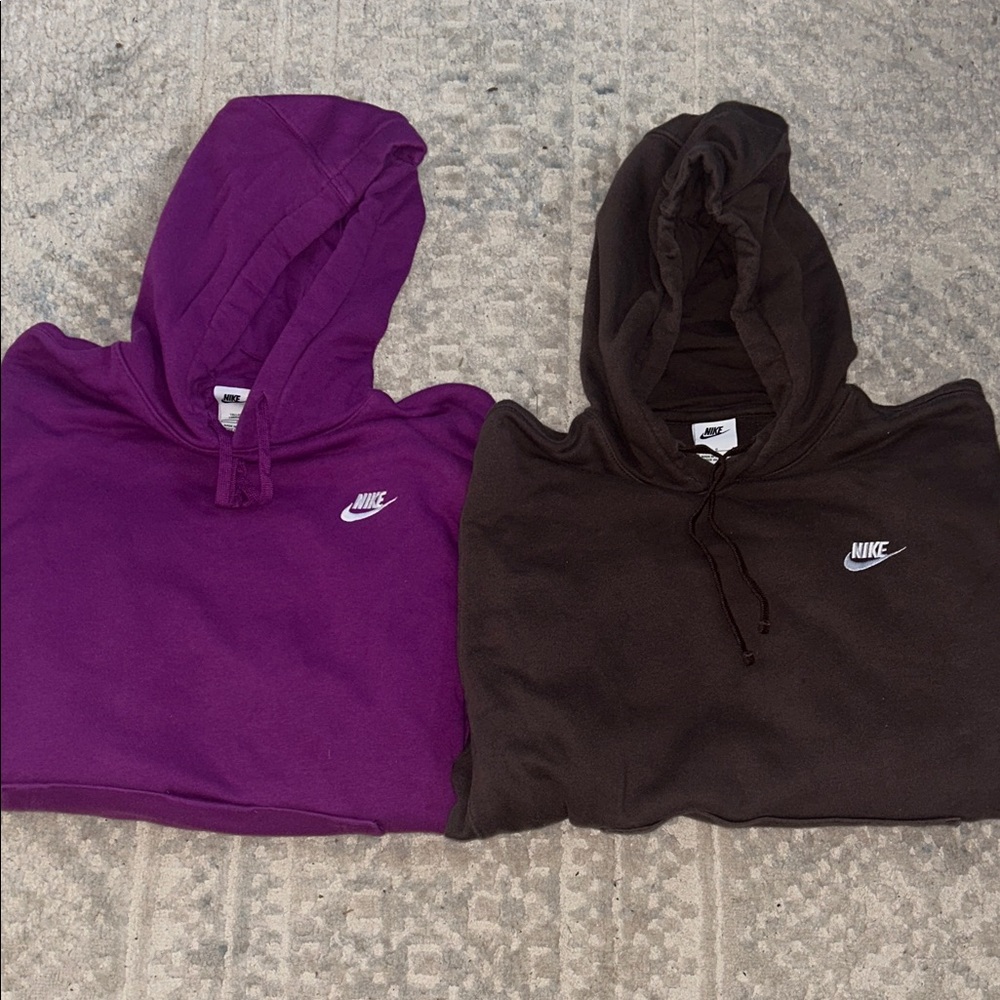Nike Purple and Brown Hoodies